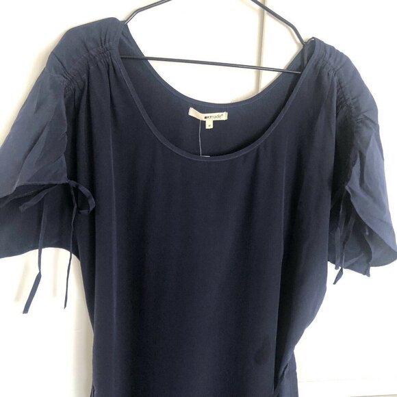 LAmade navy Silk ruched belt Shift Dress Medium NWT - Picture 10 of 16